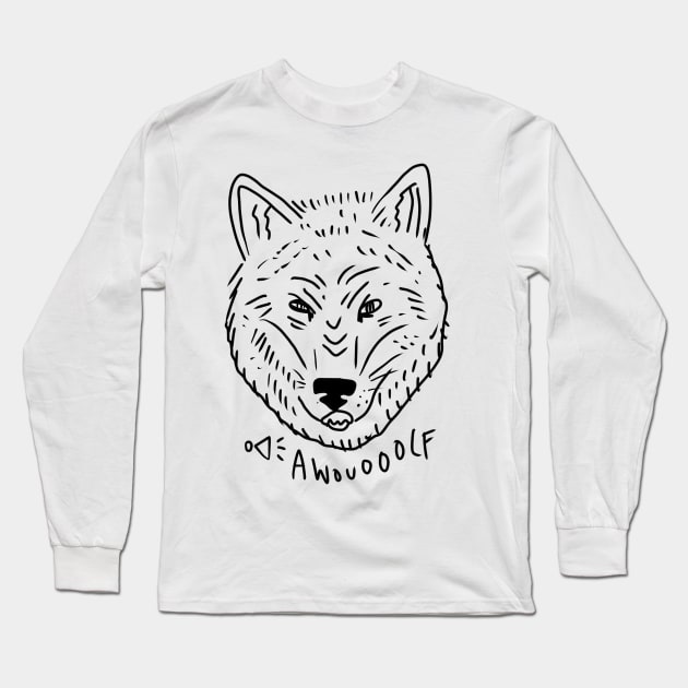 Cool Wolf Head Long Sleeve T-Shirt by MagnumOpus